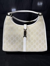 Vintage Gucci Jackie GG Bardot Bag In Beige L...