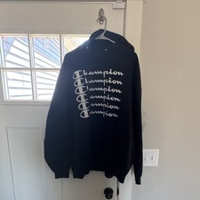 Champion Black Fleece Pullover Hoodie Men's 3XL Long Sleeve Logo