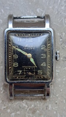 WWII Era Mirus 15 Rubis Military Style Watch   Rectangular   c.1940s  ...