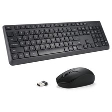 Black 2.4G Full-Sized Wireless Keyboard Mouse Combo 1600 DPI Silent Mouse