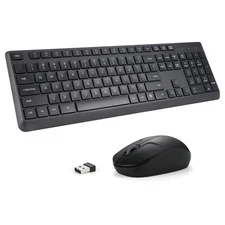 Black 2.4G Full-Sized Wireless Keyboard Mouse Combo 1600 DPI Silent Mouse
