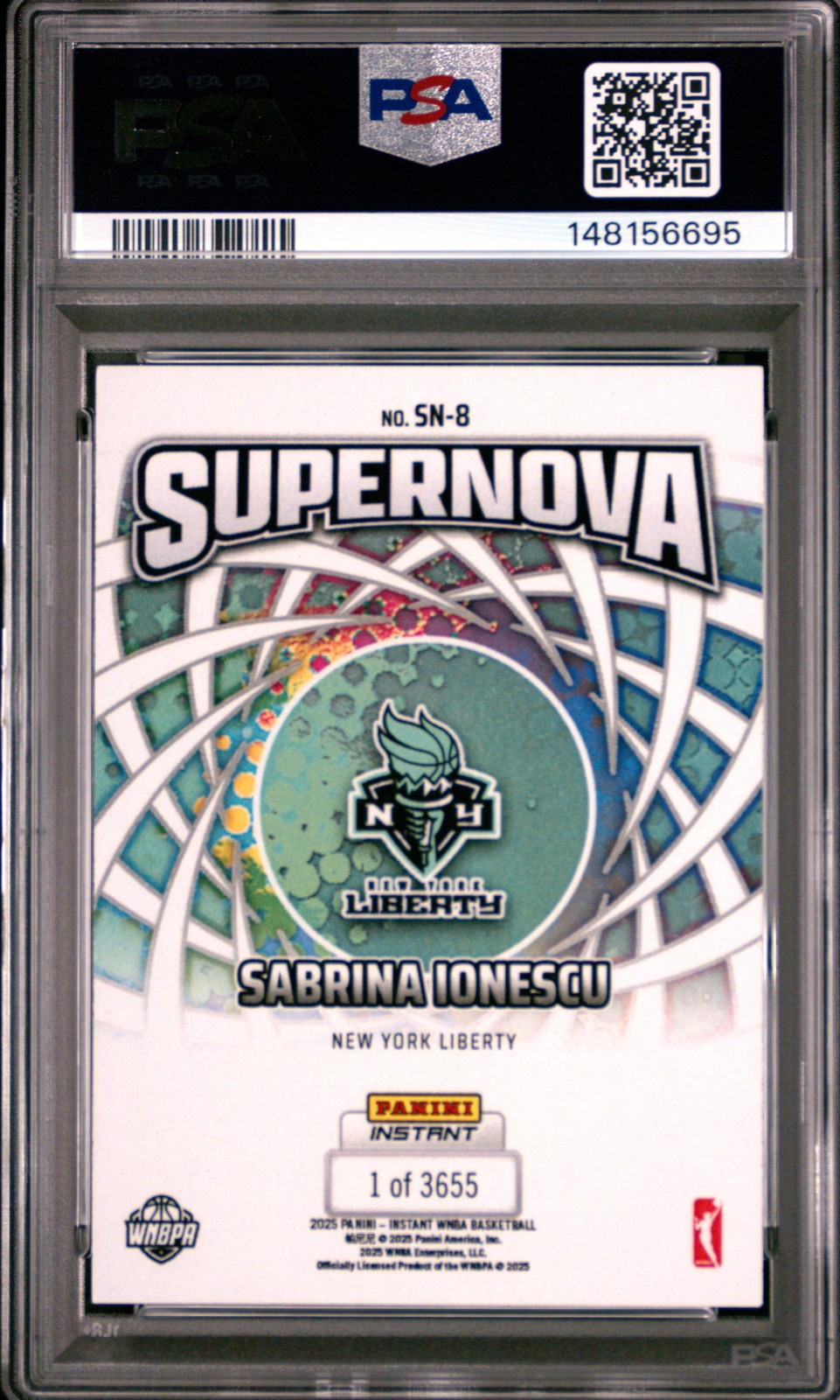2025 PANINI INSTANT WNBA SUPERNOVA #SN-8 SABRINA IONESCU PSA 10 view 2