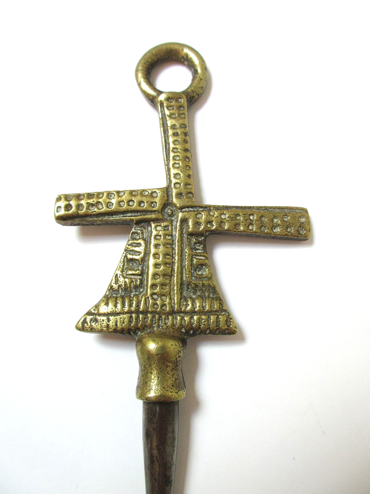 Antique Brass Button Hook Windmill - image 1