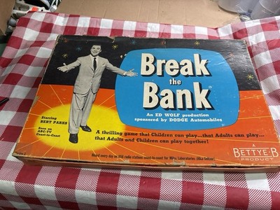 1955 Break The Bank trivia quiz board game Bert Parks Bettye-B -wooden pawns EUC