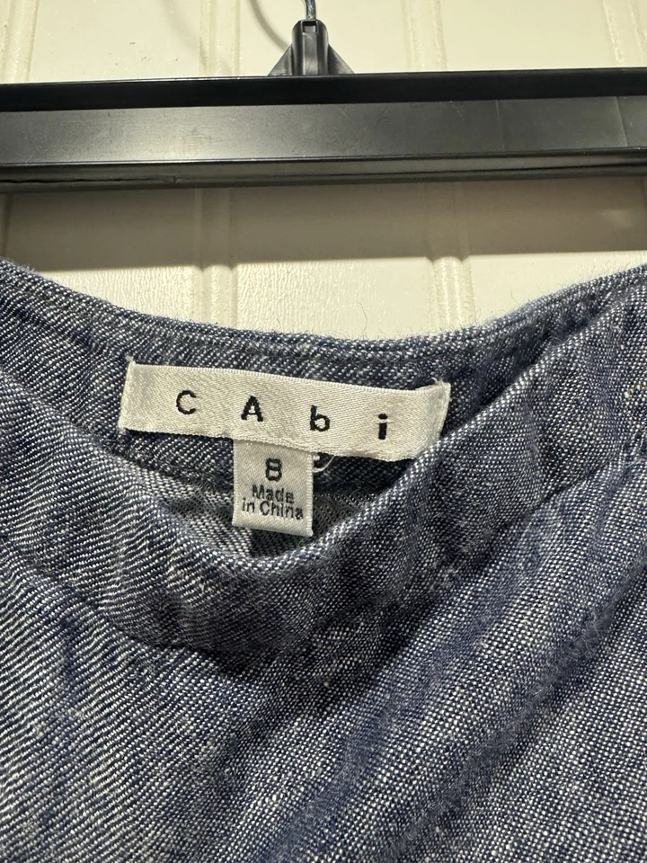 Falda acampanada Cabi de lino con retazos para mujer talla 8 azul cambray % lino Foto 3 de 4