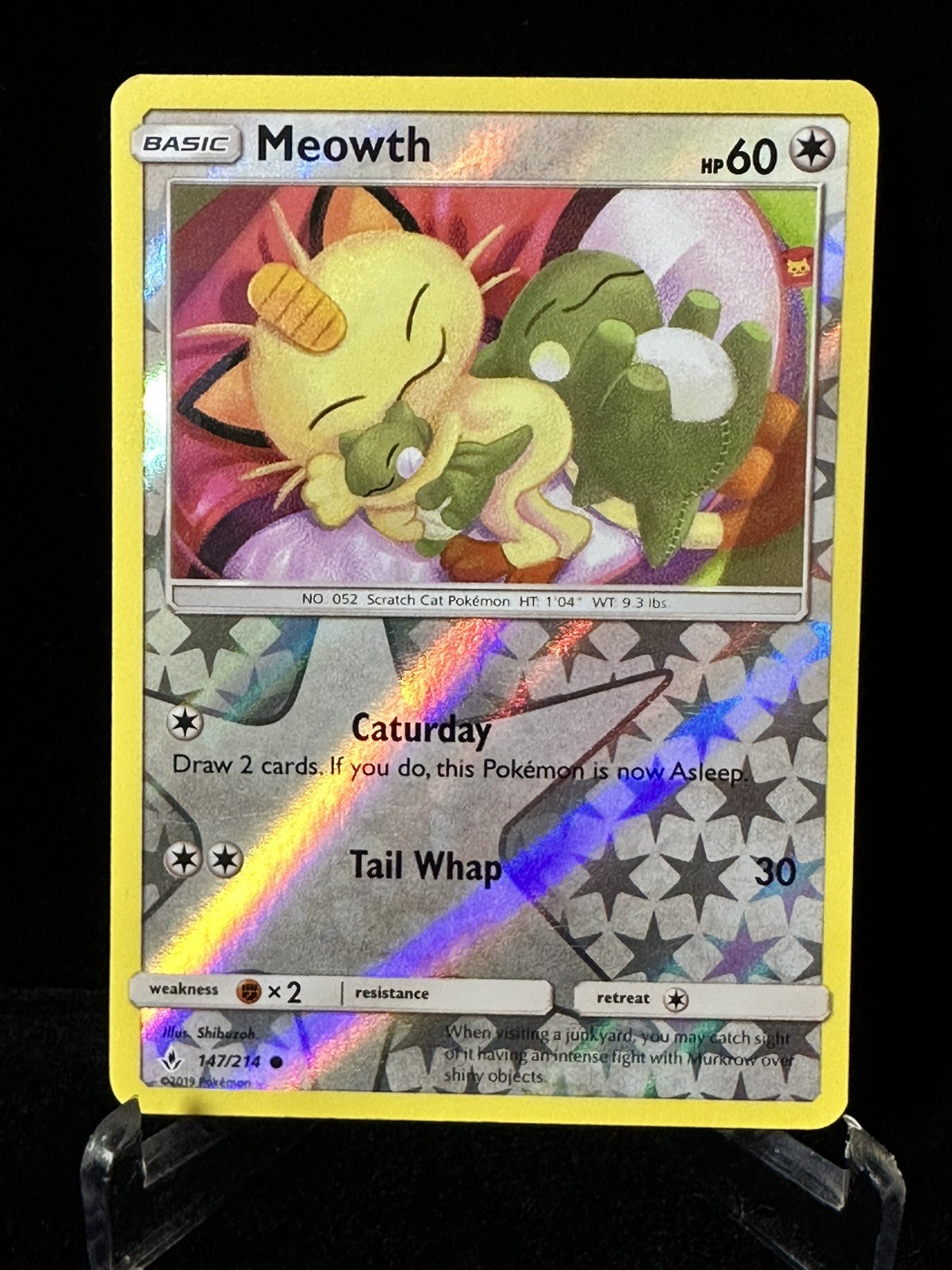 Pokemon TCG Unbroken Bonds Meowth 147/214 2019 Reverse Holo Eng