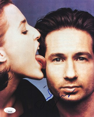 David Duchovny Signed 8x10 Photo w/ Gillian Anderson, JSA PSA