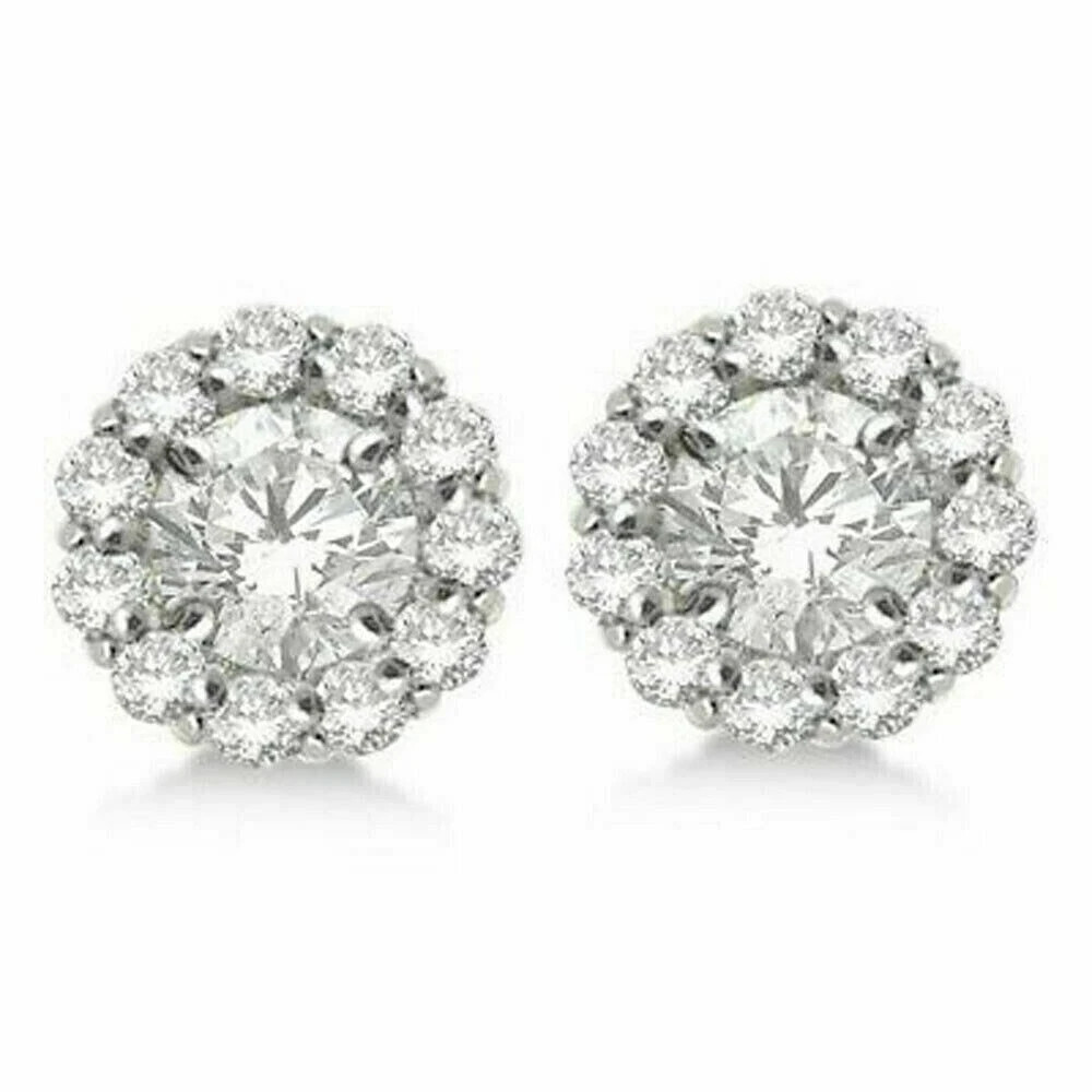 For 8mm Studs 14k White Gold Plated 2.50 Ct