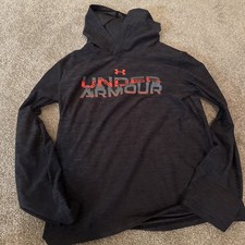 Under Armour Long Sleeve Hooded Shirt Boys Medium Black  Gray