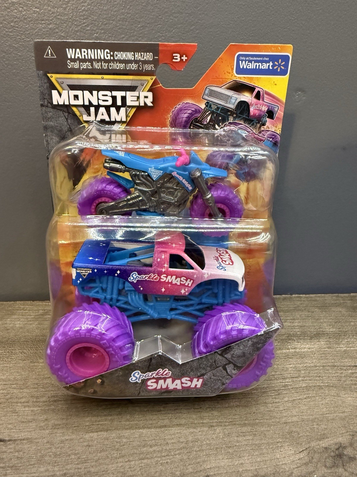 Monster Jam Sparkle Smash Monster Truck & Dirt Bike 2-Pack Walmart Exclusive
