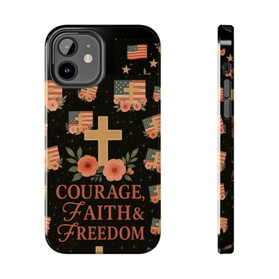 i-Phone Case floral cross Faith Freedom heavy duty protective case
