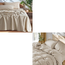 Luxurious 100 French Linen Queen Sheets Duvet Cover - Soft Breathable