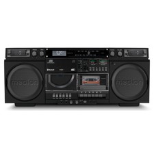 MEDION P66538 80er Retro Boombox UKW Stereo Radio CD Kassette MP3 2x 10W schwarz