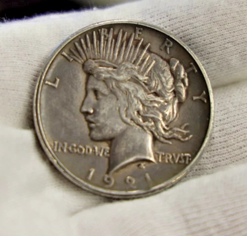 1921 US Peace Silver Dollar $1 High Relief AU (Cleaned, Retoned)