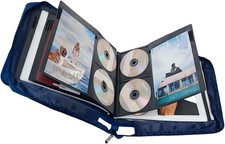 DVD CD Storage Case with Extra Wide Title Cover Pages for 192 cd case, Blue