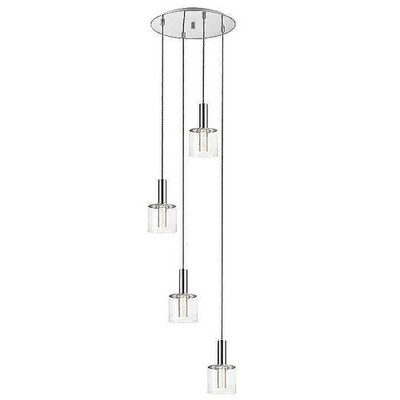 Raffinierte Beleuchtung 4-flammige LED verstellbare polierte Chrom & Glas Pendelleuchte