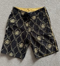 Volcom Shorts Men Size 34 Black Boxer Apparels Zip up Design Chain Link Bones