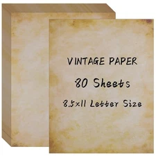 80 Sheets Vintage Paper, 8.5" x 11" Antique Stationary Paper for Writing, Let...