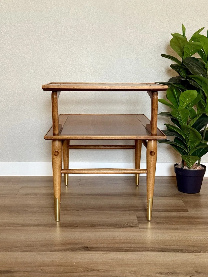 复古 20 世纪 50 年代 Lane Altavista 哥本哈根 MCM 双层核桃茶几 — 第 4/4 张图片