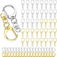 50Pcs Lobster Claw Clasps for Keychain Clip, Swivel Snap Hooks Silver