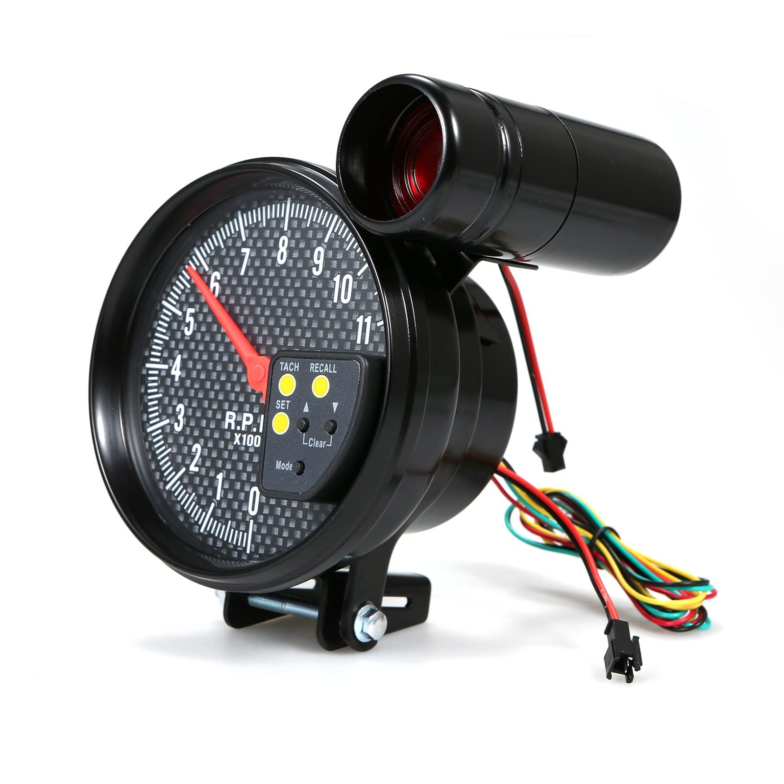 5 Inch Tachometer Gauge Carbon Fiber 7 Colors Backlight, 0-11,000 RPM Measuremen