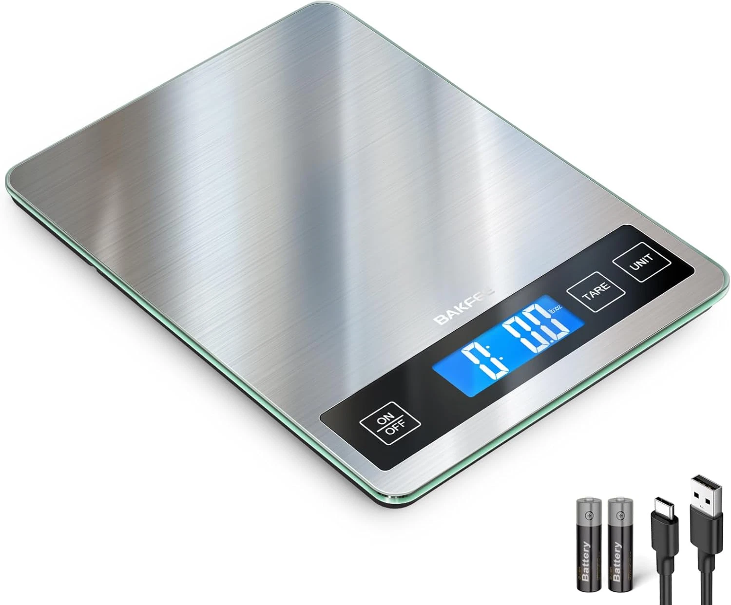 33Lb Digital Kitchen Food Scale USB Rechargeable Stainless Steel Glass