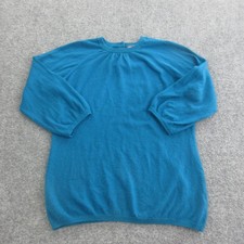 Vince Sweater Womens Small Blue 100 Cashmere Crewneck 3/4 Raglan Pullover