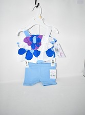 Bonnie Jean Oversize Floral Print Sleeveless Top Shorts Set Blue 0/3 MOS Blue