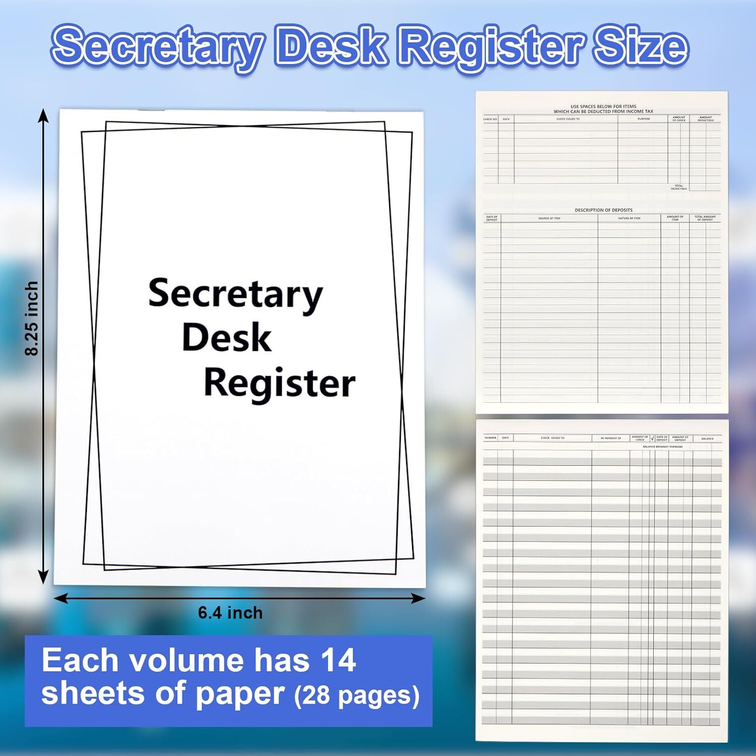 10 Pieces Checkbook Transaction Register 6.4 * 8.25inch Secretary Deskbook Ch...