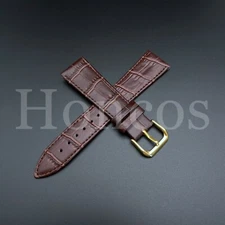 19 MM Genuine Soft Leather Watch Band Strap Dark Brown Vintage Alligator Brown 