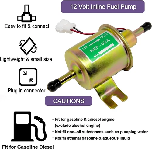12V Universal 2.5-4PSI Gas Diesel Inline Low Pressure Electric Fuel Pump HEP-02A - Picture 4 of 8