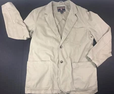 Duluth Trading Co Mens 100% Cotton 2-Button Jacket Blazer Tan Khaki Large Tall