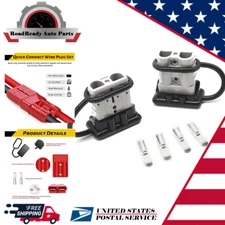 2Pc Battery Quick Connector Kit 50A Plug Connect Disconnect Winch Trailer (50A 6
