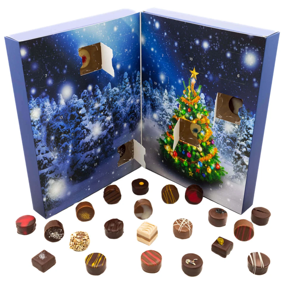 Adventskalender Pralinen Hallingers ohne Alkohol - Handgemacht Premium
