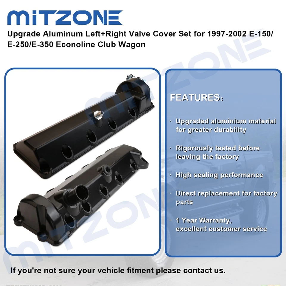 2PCS Aluminum Valve Cover Set for 97-02 E-150/E-250/E-350 Econoline Club Wagon🚗 - Image 2 of 4