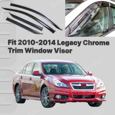 Chrome Trim Side Window Deflectors Vented Rain Visor For Subaru Legacy 2010-2014