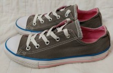 Converse All Star Girl's Gray Pink Low Top Double Tongue Sneakers 650342F Sz 3