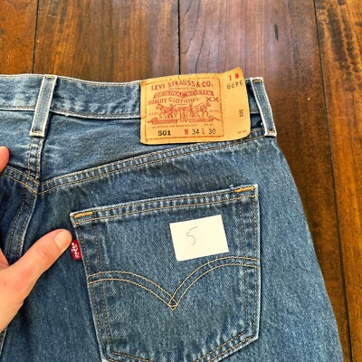 VTG Levis 501 XX Button Fly 90s Y2K Jeans Denim Straight Capri