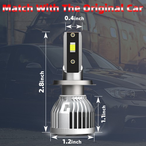 H7 LED Headlight Bulbs Kit High/Low Beam Super Bright 6000K Cold White Bright - Picture 2 of 11