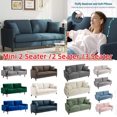 2 / 3 Seater Teddy Velvet Sofa with 2 Pillows Modern Couch Love Seat Settee Home