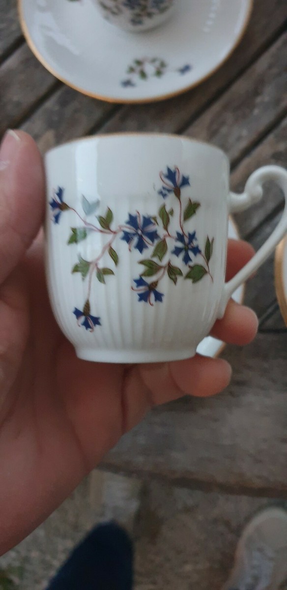 Service à Café/thé Porcelaine De Limoges JC Decor - Décor Barbeaux Gaudronné - 7 Tasses - Occasion