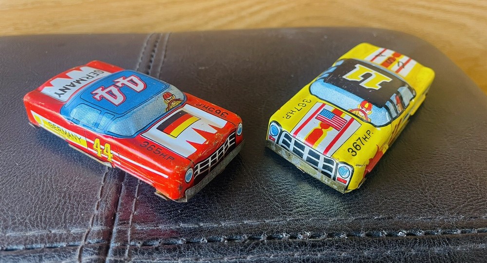 VTG Japan 1950 TN Nakamura Tinplate Race Cars, Germany & USA