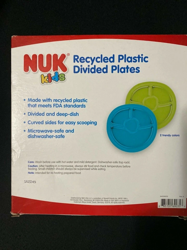 Platos divididos de plástico Nuk Kids microondas 2ct por paquete aptos para lavavajillas BPA Foto 2 de 2