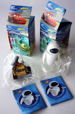 WALL-E & EVE MICRO WORLD MINI FIGURES CAKE TOPPERS NEW SEALED BAGS !