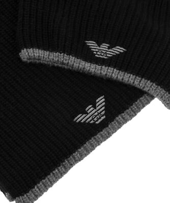 Emporio Armani hat and scarf men 628004CC984100020 Black wool