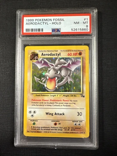 PSA 8 Aerodactyl Holo #1 Fossil Unlimited Pokémon TCG