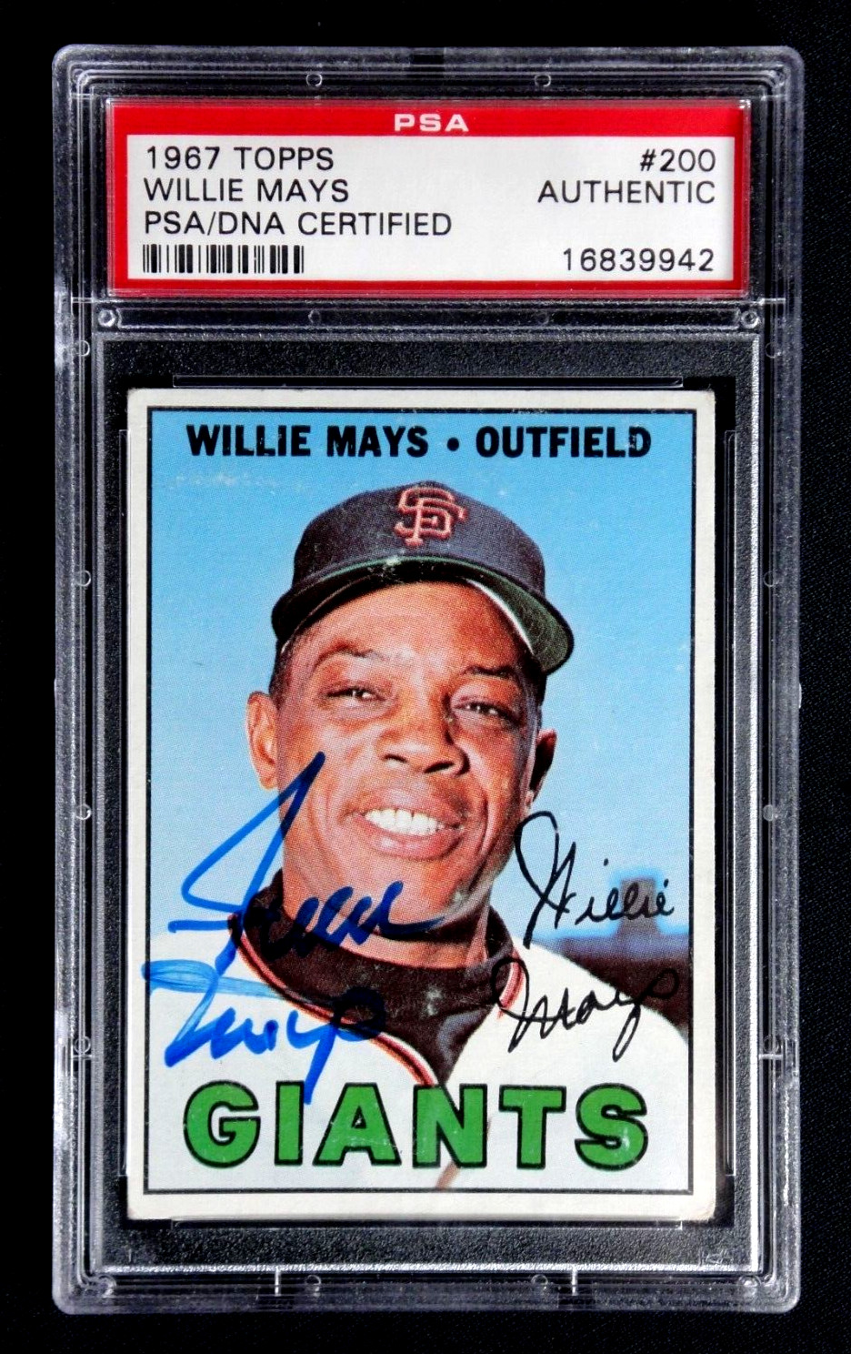 WILLIE MAYS PSA/DNA CERTIFIED AUTHENTIC 1967 TOPPS SIGNED CARD #200 AUTOGRAPH