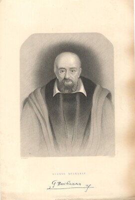 Unique Copper Engraving, George Buchanan by J.B.Bird, Antique Vintage Print