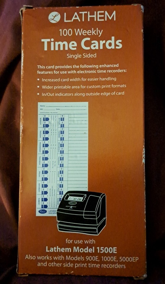 Lathem 100 weekly e1 time cards for model 1500e part e100 ebay
