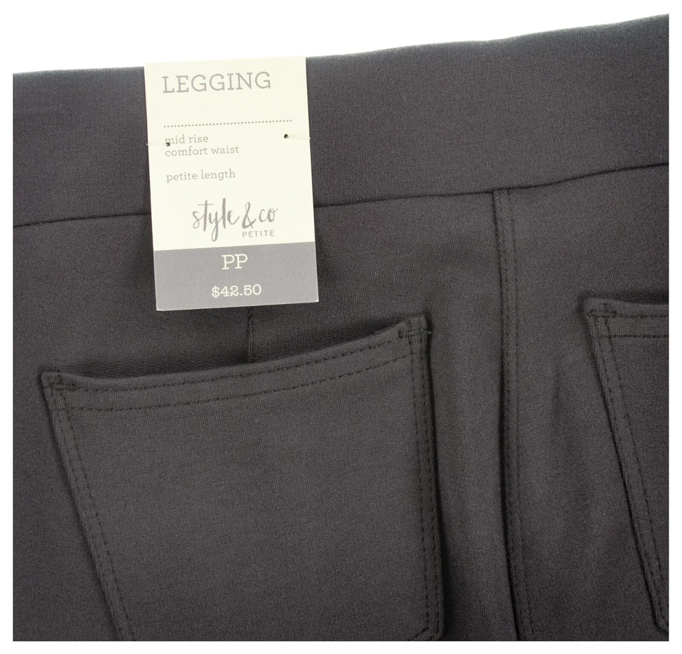 Style&co. Leggings femininas cintura média pequena PP cinza pull-on US$ 42,50 - Imagem 3 de 3
